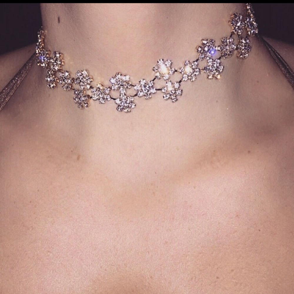 💎Crystal Flower Choker💎Gold